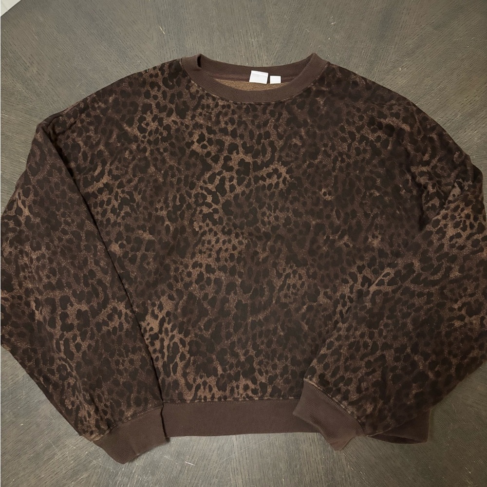 Gap leopard cropped sweatshirt- S